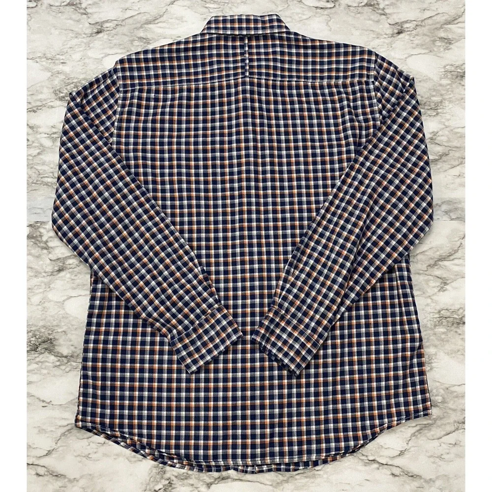 Banana Republic Luxe Flannel Slim Fit Mens Shirt L‎ Multicolor Plaid Long Sleeve